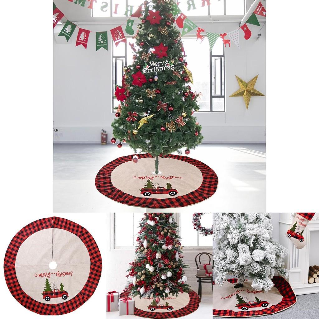 Red Attractive Black Plaid Christmas Tree Skirt For Car Holiday Celebrations 120cm
