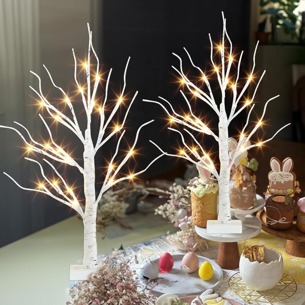 PEIDUO Christmas Decorations Indoor, 2 FT Birch Tree with LED Lights, Fairy Light Spirit Tree for Christmas Decor, Warm White Lighted Birch Trees for