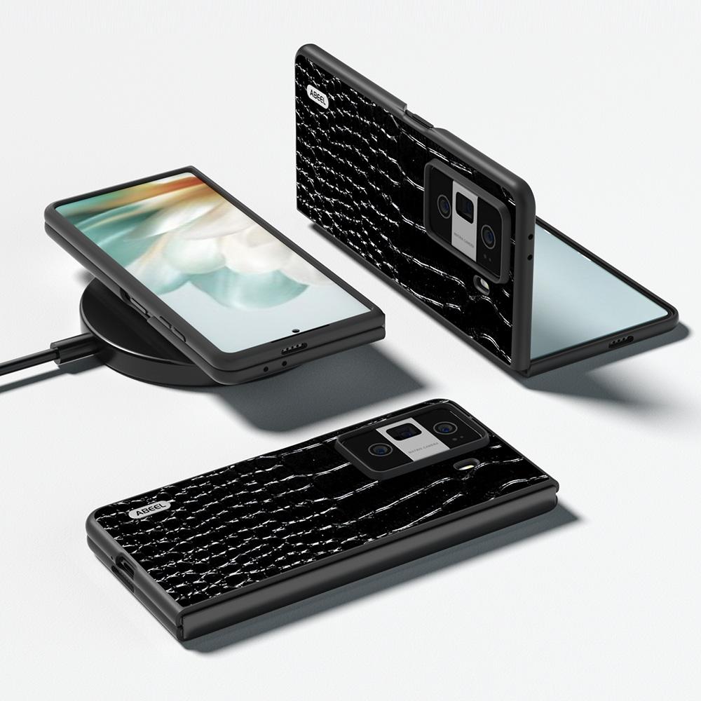 ABEEL For Honor Magic Vs3 5G Case Genuine Cow Leather Back Phone Cover Crocodile Texture