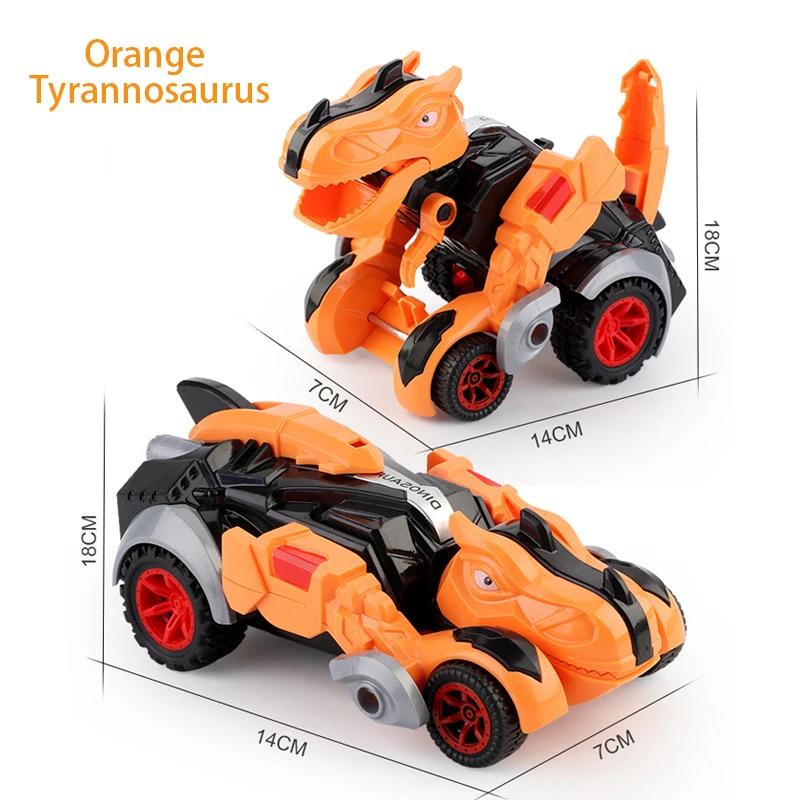 2 In 1 Dinosaur Collision Deformation Inertia Car Racing Boy Tyrannosaurus Rex Toy Car Deformation Engineering Car Birthday Gift