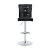 A Set of 2 Black Vintage Crocodile Leather Lift Bar Stools, with Crystal Buckle and Synthetic Leather Design, Add Elegance and Mystery to Dining Area