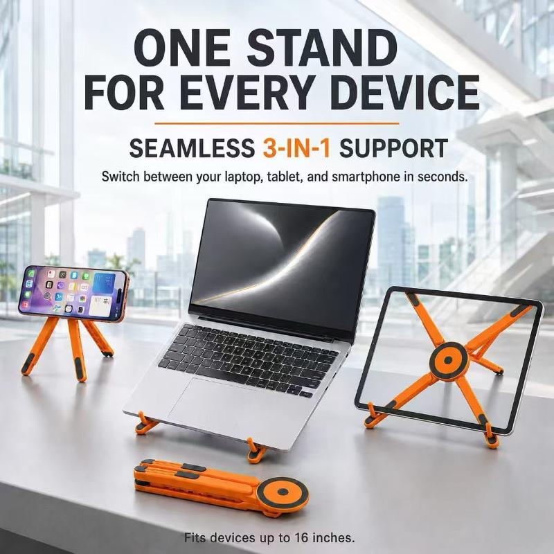 1 ks Skládací a otočný přenosný magnetický hliníková slitina/plast Multifunkční stojan na telefon Tablet a notebook Stolní stojan