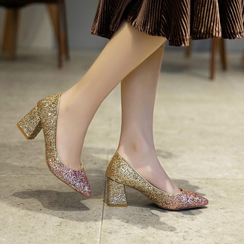 Zapatos de mujer de tacón alto boca poco profunda punta lentejuelas  intermitentes sexy delgado tacones altos zapatos individuales comprar a  buen precio — entrega gratuita, reseñas reales con fotos — Joom