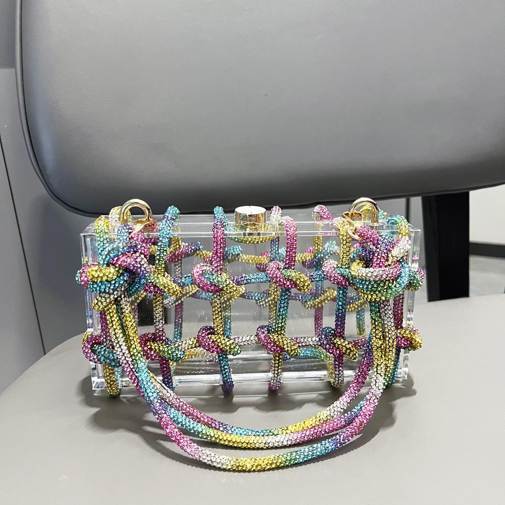 

Ручка зі стразами Вечірня сумка срібло Crystal Top Hand Hand Сумки для жінок Гаманці та сумочки Розкішна дизайнерська банкетна сумка