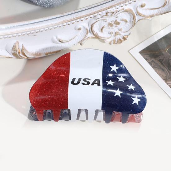 Yousheng Hair Claw Red White Blue Star Design Mini Hair Clip Independence Day Small Hair Clip Party Gatherings Patriotic Hair Accessory