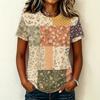 Damen Freizeit Pullover Kurzarm T-Shirt Blumenprint Rundhalsausschnitt Oberteil Weiches Leichtes Sommer-T-Shirt für den Alltag
