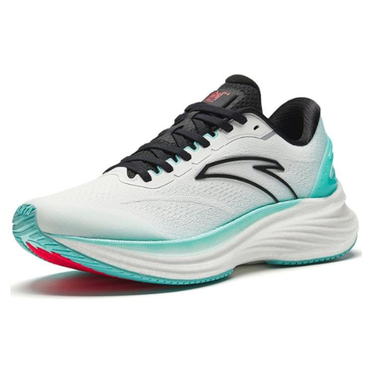 New Anta Cushioning, Wear Resistant Low Top Running Shoes Men's White Cyan Black 112415582-1