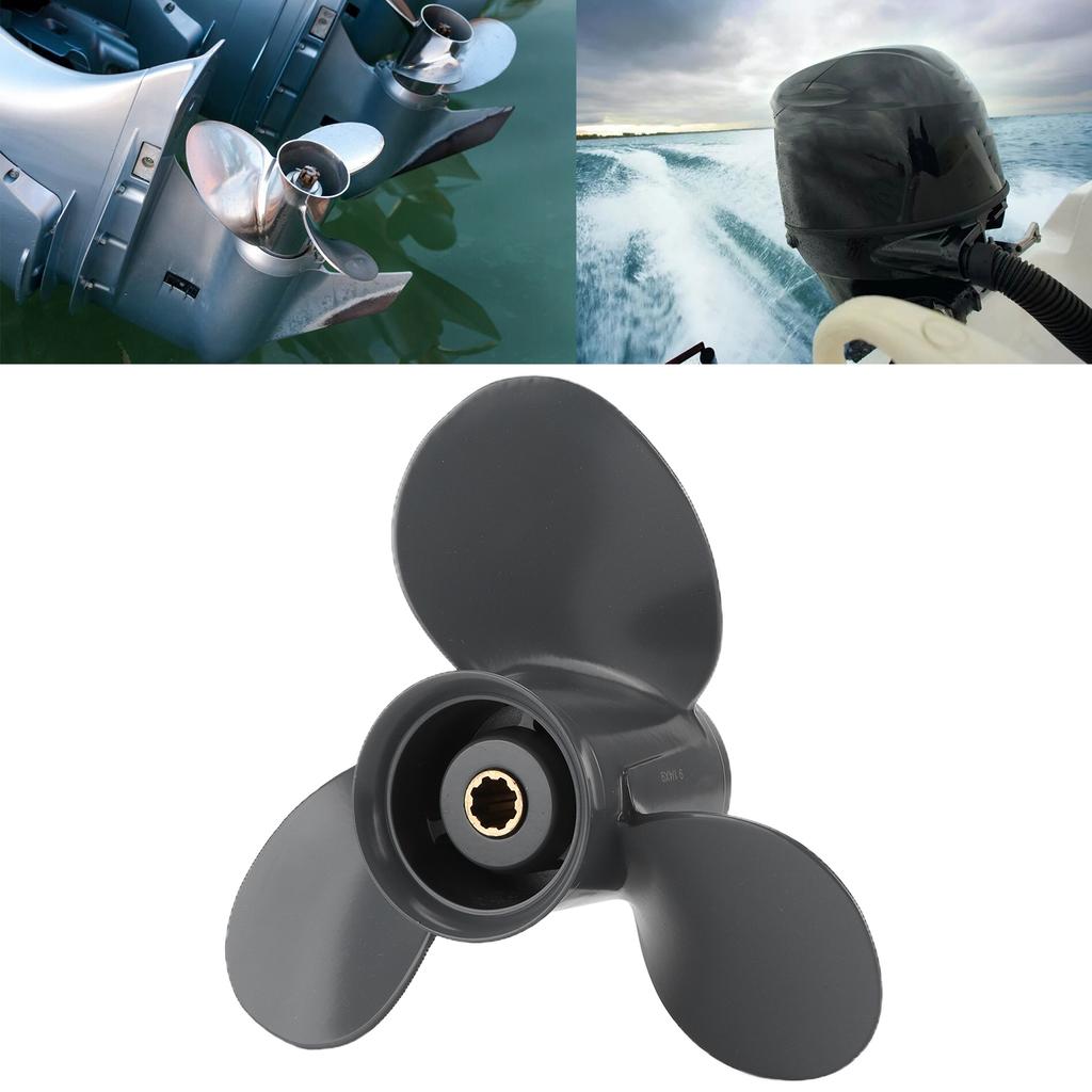 Outboard Propeller 3 Blades Aluminum Alloy Copper Outboard Replacement for Outboard 8‑20HP