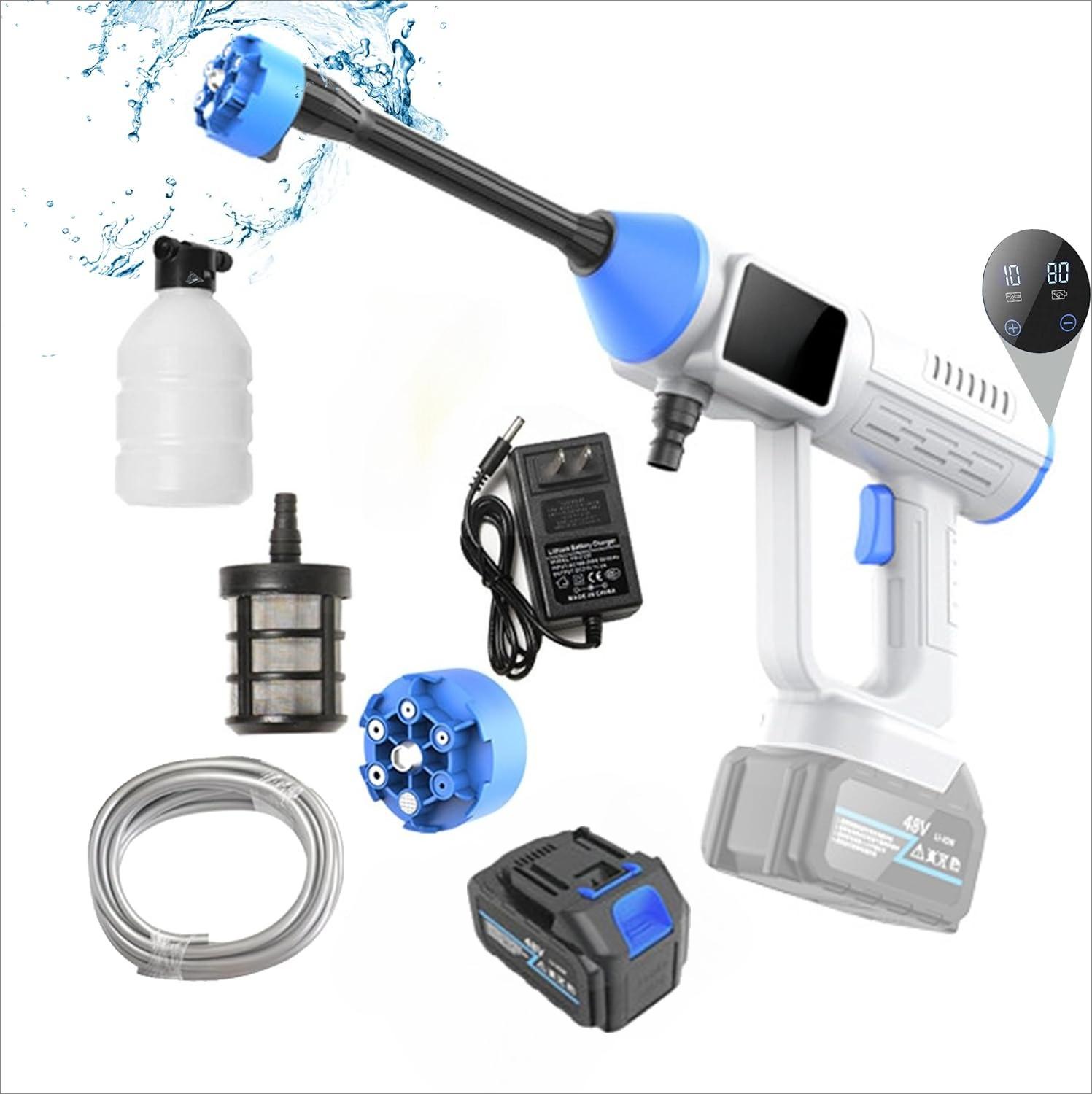 48V Cordless Pressure Washer with Brushless Motor, Portable Power Washer for Car and Garden with Storage Case 1 Battery 48HV