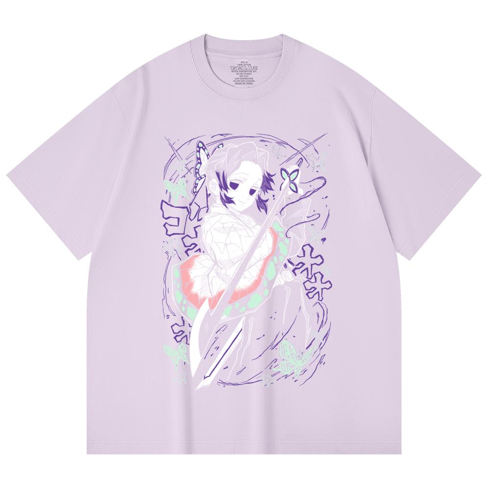 230 Gsm 100% Cotton Demon Slayer V44 Shibobu Print Unisex Heavy Cotton T Shirt