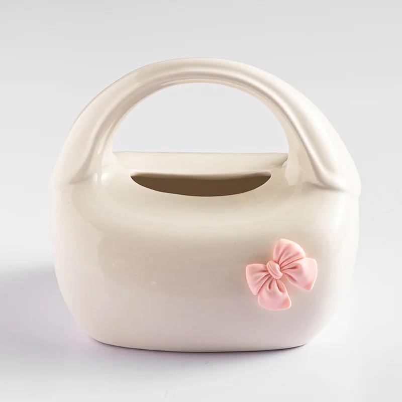 Handbag Shaped Ceramic Tissue Box Desktop Removable Tissue Box Napkin Paper Box Tissues Container Creative Storage Boxes