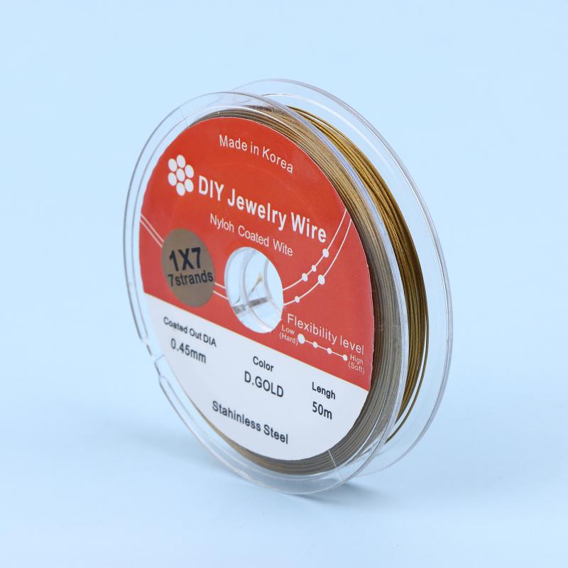 50Meter/Roll 0.3/0.38/0.5/0.6Mm Rhodium Gold Color Stainless Steel Beading Wire For Jewelry Making Diy Bracelet Findings