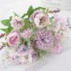 Peony & Daisy Silk Bouquet: 7-Fork Faux Flowers for Home Decoration