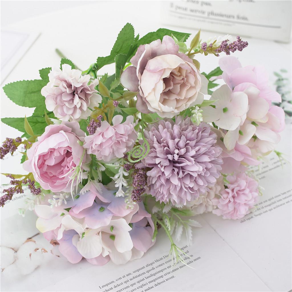 Peony & Daisy Silk Bouquet: 7-Fork Faux Flowers for Home Decoration