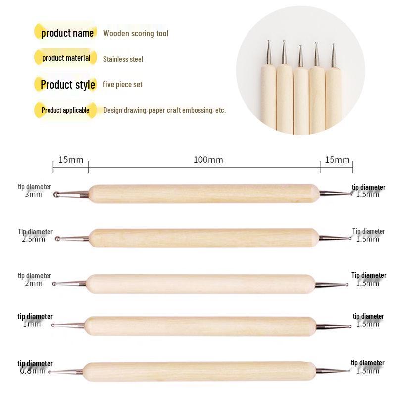 5 Double-Ended Embossing Pens for Wood, Quilling, Clay, and Pottery