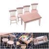 Realistic Miniature Wooden Dining Table and Chair Set For Crafting Miniature Scene And Dollhouses Display Accessories