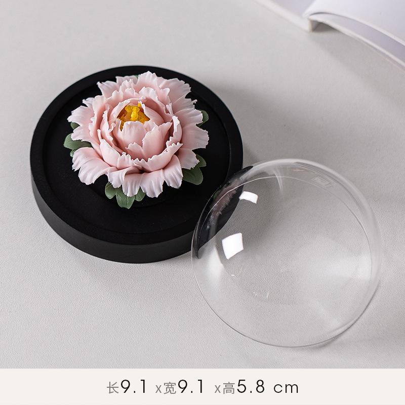 

Ceramic Hand Pinched Peony Porcelain Flower Fragrance Expander Car Mounted Decoration Home Office Tea Table Living Room Decor рожевий