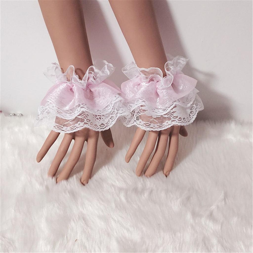 Japanese Maid Wrist Cuffs Lace Short Hand Sleeves for Wrist Coverage and Elegant Anime Outfit Dressingup Accessories