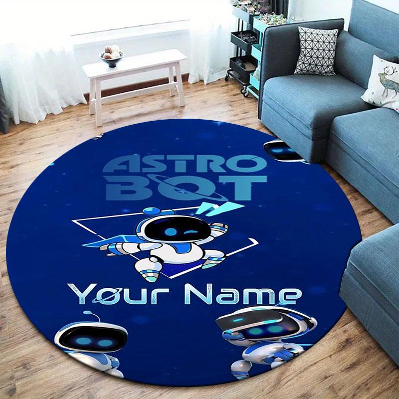 ASTRO BOT Custom Name Round Area Rug,Carpet Rug for Living Room Bedroom Sofa Playroom Decor,Non-slip Floor Mat