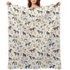 Horses with Yellow and Pink Flowers, Horse Decor, Watercolor Floral Throw Blanket Nap Bed Fashionable Furry Hairys Blankets