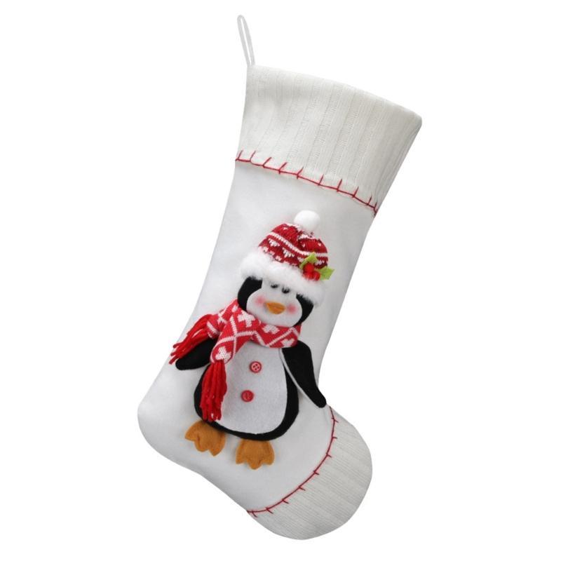 

Soft Fabric Christmas Stocking Santa/Snowman/Elk/Penguins Bag for Gifting and Decorating Holiday Fireplaces Hangings