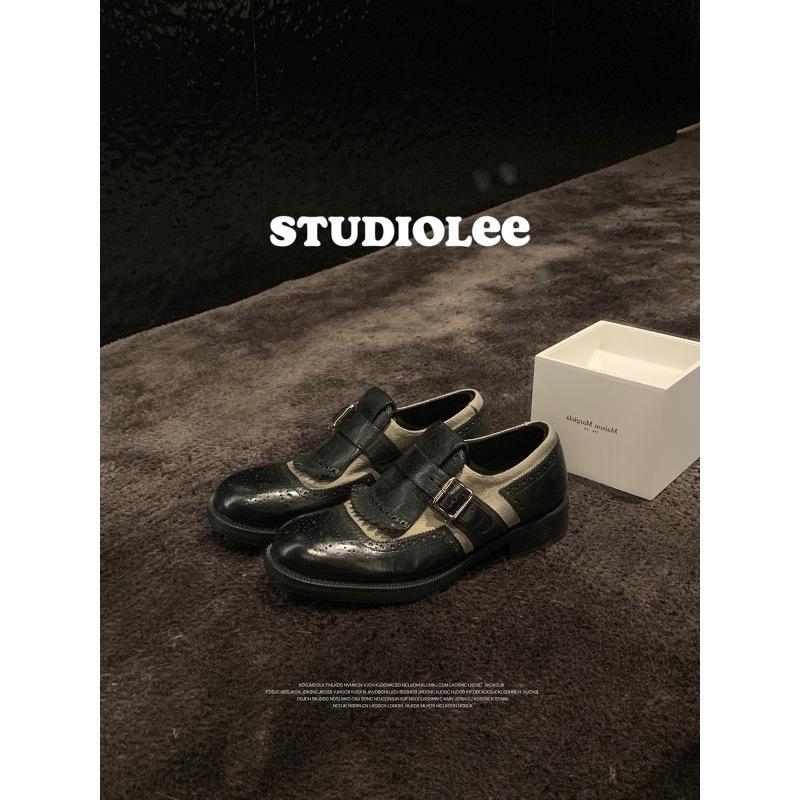 Cowhide Version~ Grape Mother Has the Same Washed Horse Leather British Style Fringe Engraved Brock Small Leather Shoes Women's Loafers