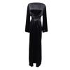Women's Fashion Solid Color  Long Sleeve Satin Soft Waist And  Dress