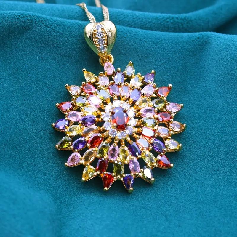 Pendant Necklace  Multicolored With Cubic Zirconia Luxurious And Creatively Retro Piece Is Ideal For Weddings Valentine'S Day