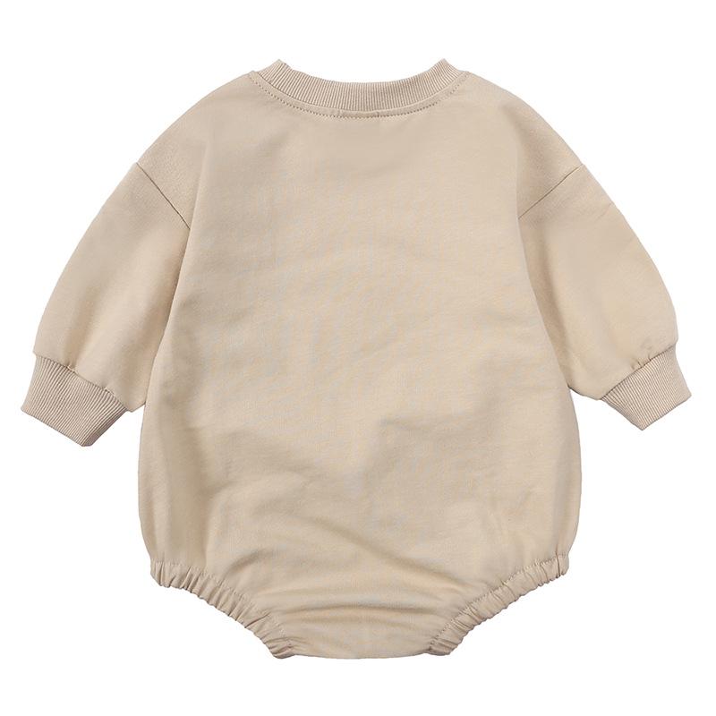 Korean Style Baby Cotton Long Sleeve Romper - Solid Color Bodysuit for Newborns