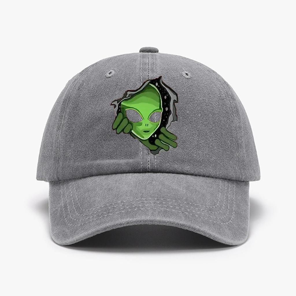 1 Pc "This Is  Alien"Printed Baseball Cap  Retro Washed Distressed Sun Hat Outdoor Fashion Accessory Hat for Men & Women