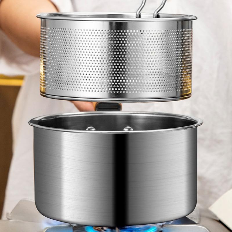 Stainless Steel Deep Frying Pot Tempura Fries Fryer With Strainer Chicken Fried Pan Kitchen Cooking Tool Fritadeira Oil Filter
