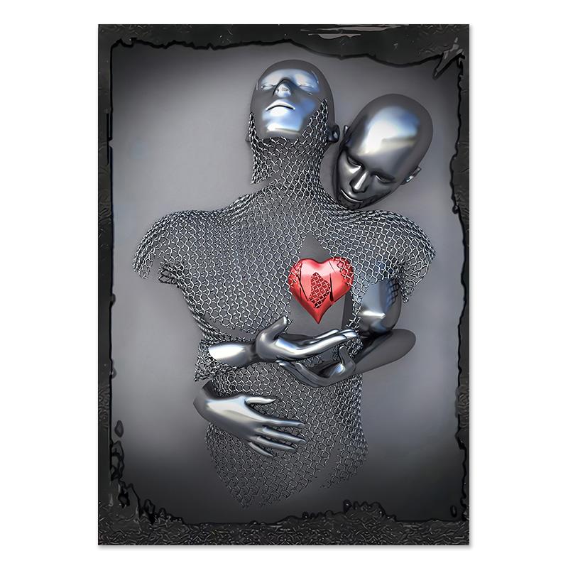 

Металлическая Фигура Статуя Романтическое Настенное Искусство Абстрактная Картина на Холсте Любители Скульптуры Плакаты Печатает Картины Гостиная Домашний Декор 50X70cm No Frame