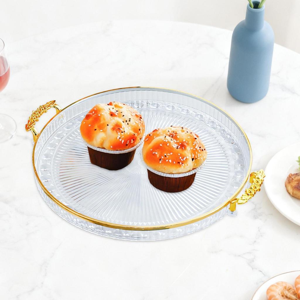 Round Serving Tray Cake Display Plate Versatile Easy To Clean Durability Fruit Food Storage