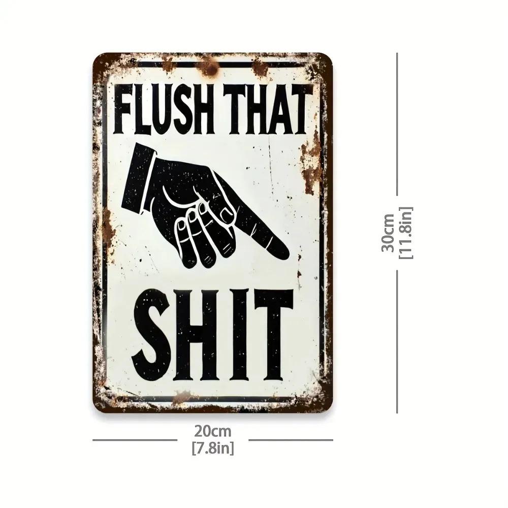 Funny Aluminum Bathroom Wall Sign Flush Toilet Decor 20x30 Cm