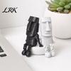 Stone Gray Figurine 3D Printed Moai Statue Action Figure, Movable Joints Articulated Easter Island Industrial Style Decor Rock Sculpture, Mini