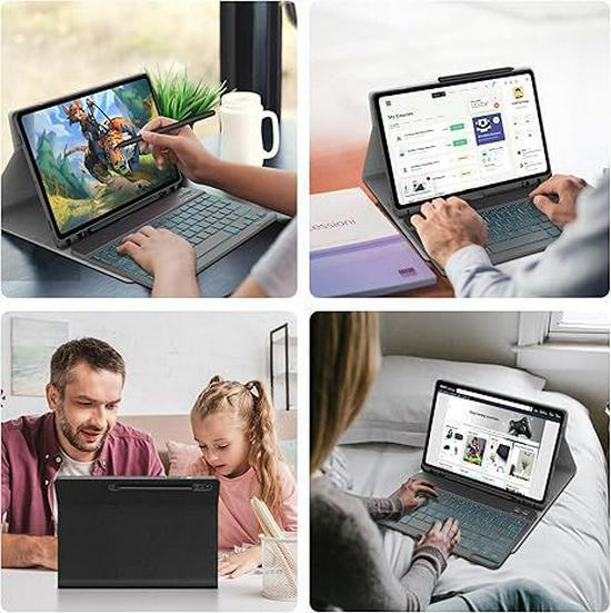 Compatible with Samsung 2025 S10FE: A9Plus Backlit Bluetooth Keyboard and Mouse Set with Protective Case for S9.