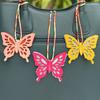 Cute Colorful Hollow Out Butterfly Keychain Pu Leather Keyrings For Women Men Simple Handbag Pendant Backpack Decoration Gifts