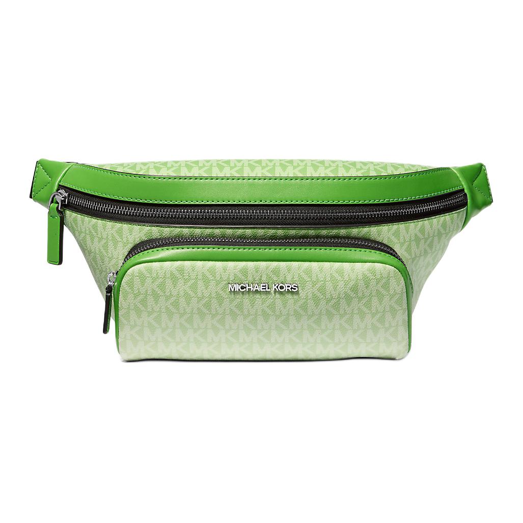 

Michael Kors MK Cooper Ombre Monogram Print Zipper Closure Coated Canvas Faux Leather Waist Bag Small Men waist bag Apple-Green 37R5LCOY9B-JUNGLE Basic Set (Bag)