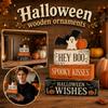 Wooden Halloween Tabletop Decor Halloween Wishes Fall Home Decoration for Mantel Shelf