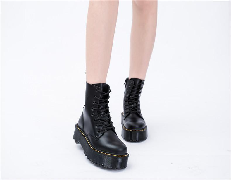 Dámské platformové kotníkové boty Jadon 1460 - 8 oček na šněrování s bočním zipem