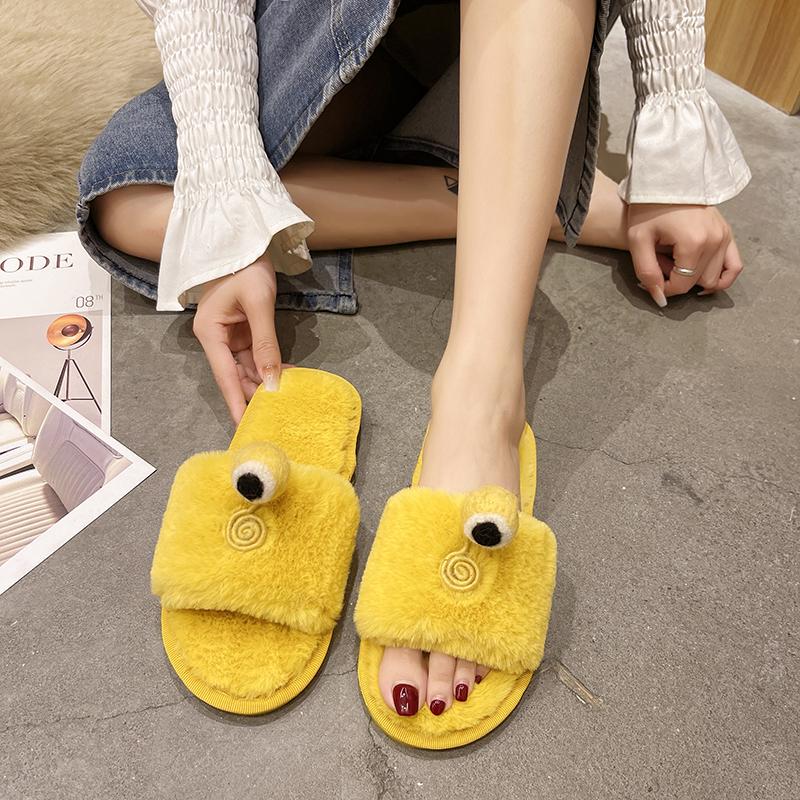 

Модные зимние женские теплые и пушистые домашние милые тапочки из хлопка с рисунком глаз 40-41 жёлтый
