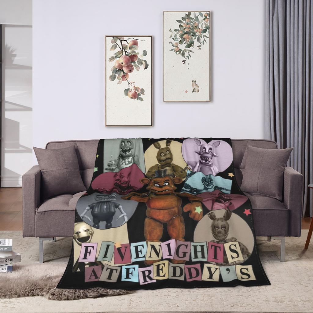FNAF At Freddys Blanket Fleece Spring Autumn Multi-function Ultra-Soft Throw Blanket for Sofa Travel Bedding Throws