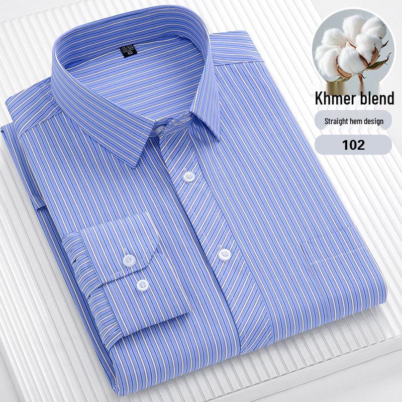 Cămașă cu mâneci lungi cu dungi pentru bărbați, mărime plus: Casual, Respirabil, Tiv drept pentru persoane de vârstă mijlocie și vârstnice