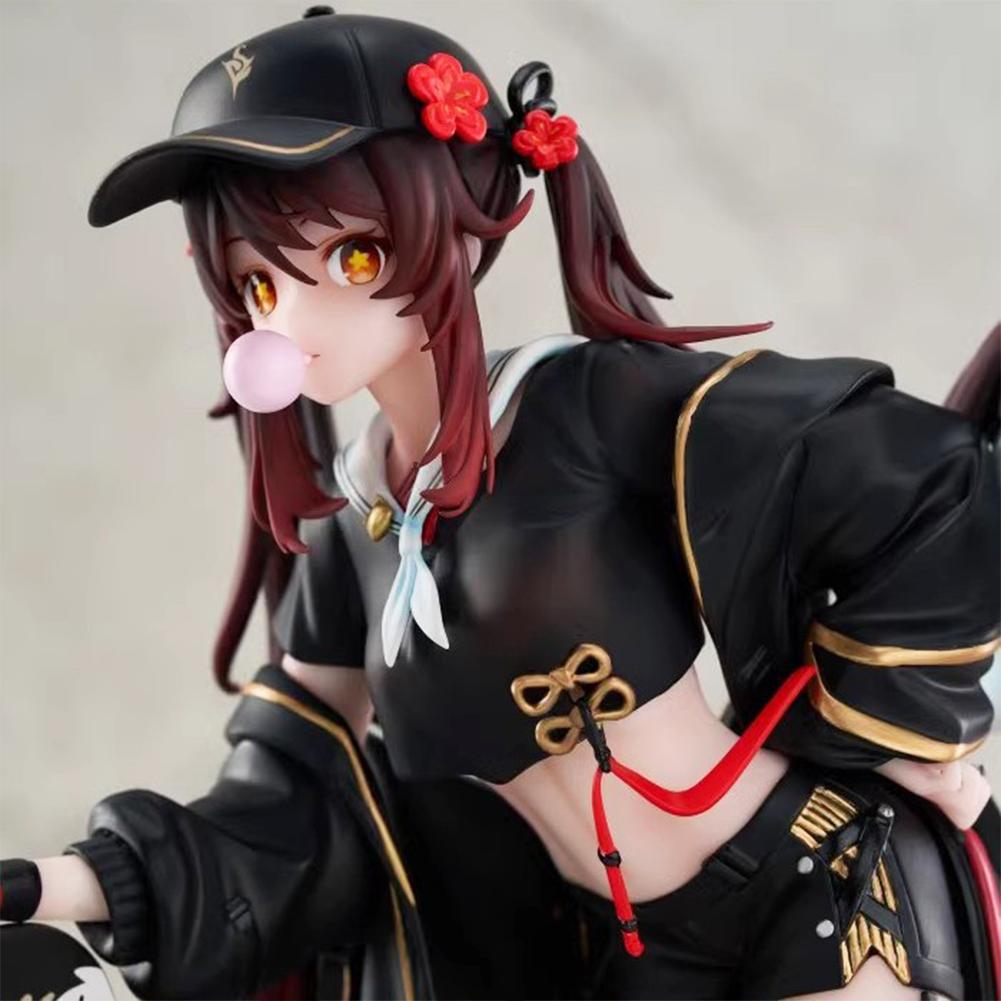 Anime Hu Tao Figure Trendy Style Skateboards Hu Tao Action Figures Beauty Girl PVC Models Hu Tao Figurine Toy Gifts 23CM