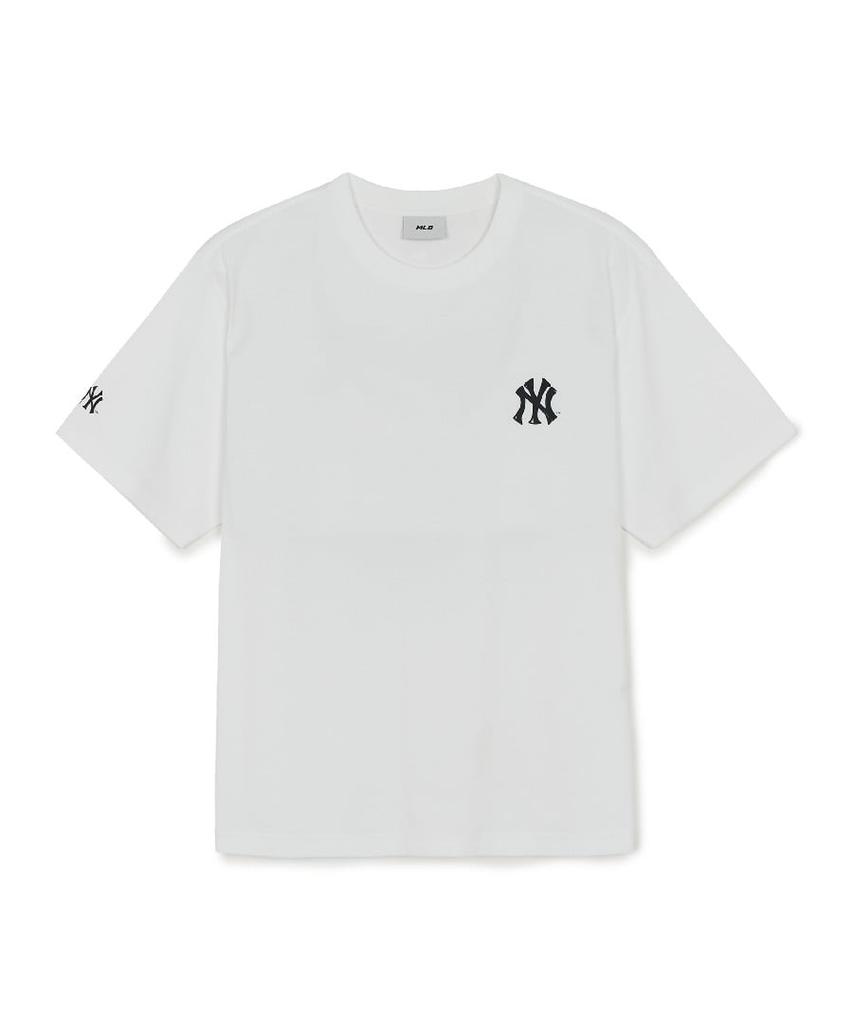 T-shirt Basique Emelbi Street Manches Courtes Oversize Lettre Arrière Ny (blanc)