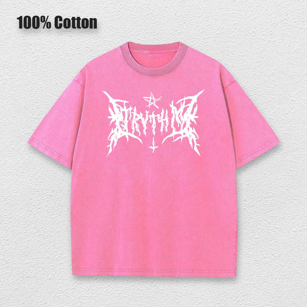 Y2k Hip Hop Vintage 90s Short-Sleeved Oversized T-Shirt Summer Goth Design Sense Loose Top Tide Streetwear Washed Denim T-Shirt