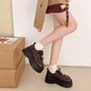 Black height-increasing small leather shoes women's new autumn versatile retro platform lace-up single shoes