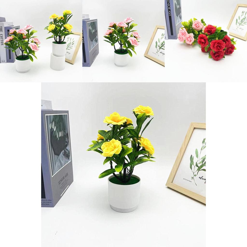 Romantic Rose Bonsai Artificial Plant For Valentines Day Gift And Indoor Decoration With Durable Material