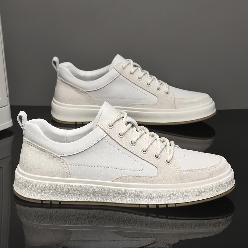 

Мужская обувь 2025 осень новая мужская водонепроницаемая увеличивающая рост платформа повседневная трендовая обувь низкие кожаные корейская версия спортивной обуви 45 белый