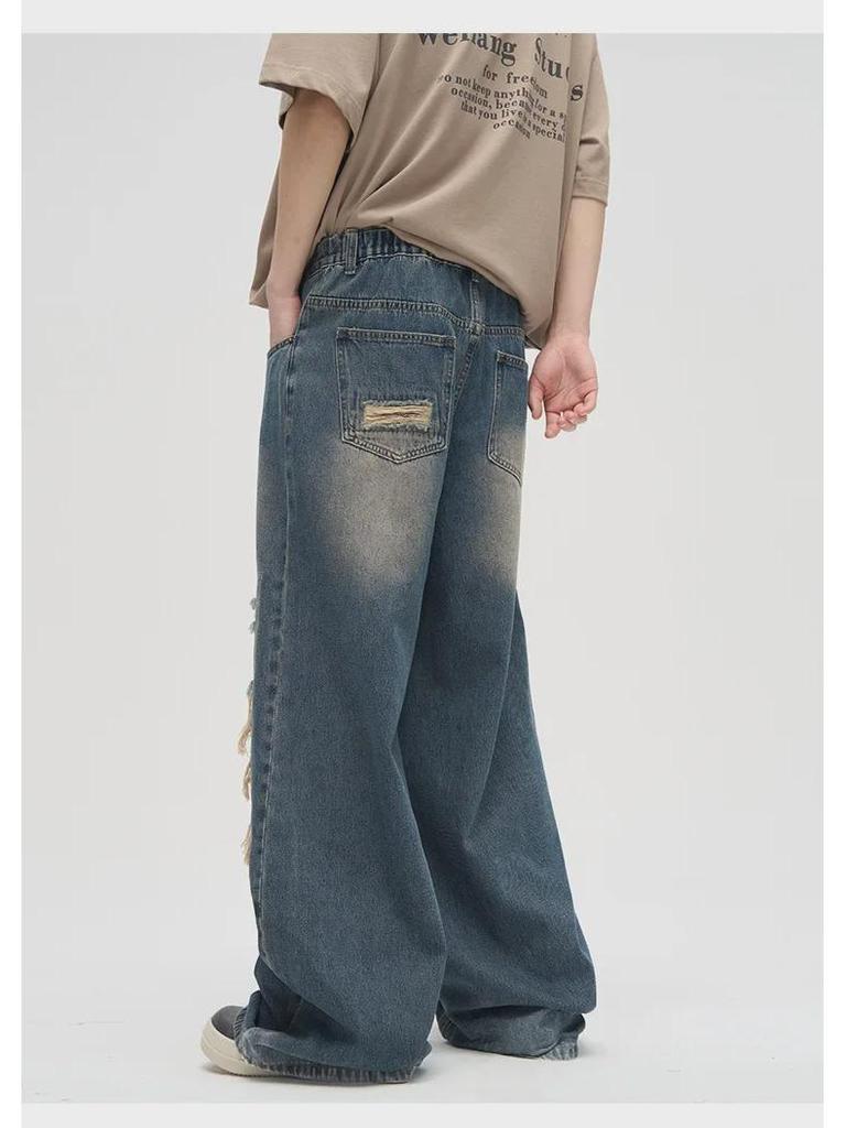 2025 Trendige Herren Loose Straight Jeans: Streetstyle-Patchwork-Design